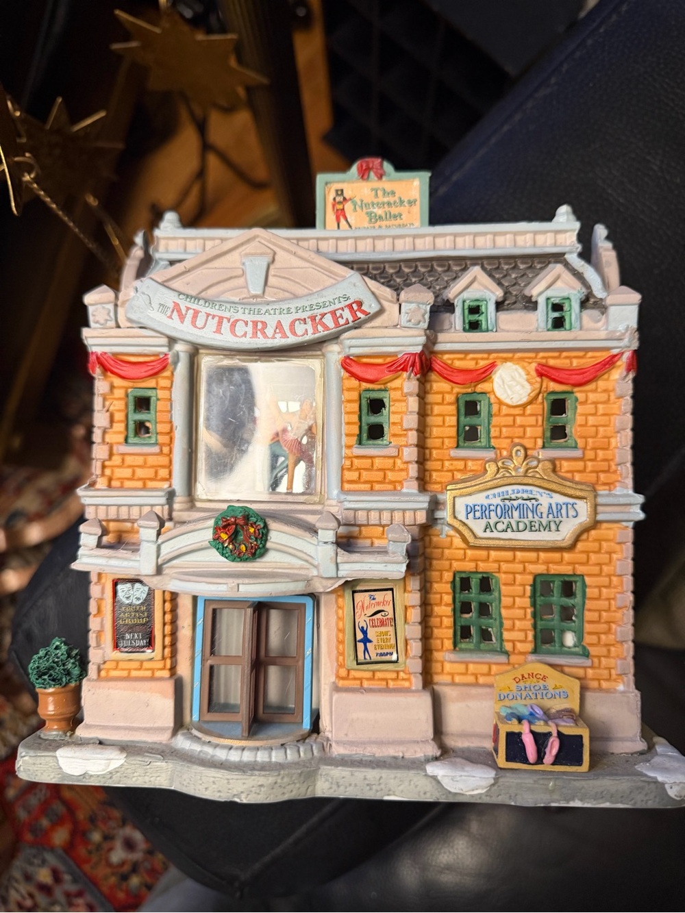 Vintage Lemax ceramic Christmas village Theater featuring the Nutcracker ballet